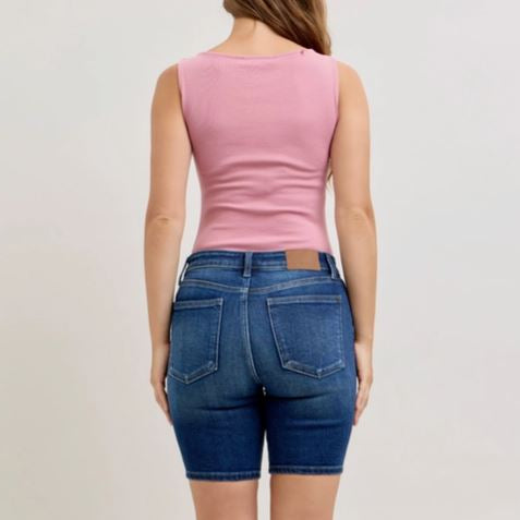 Judy Blue High Waist Bermuda Shorts – Medium Wash