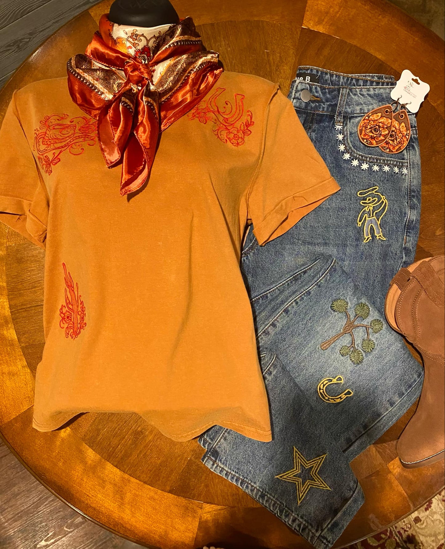 Embroidered Straight Leg Jeans