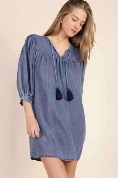 Tencel Billowy Sleeve Dress