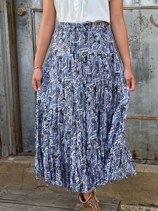 Blue, Black & White Semi-Maxi Skirt