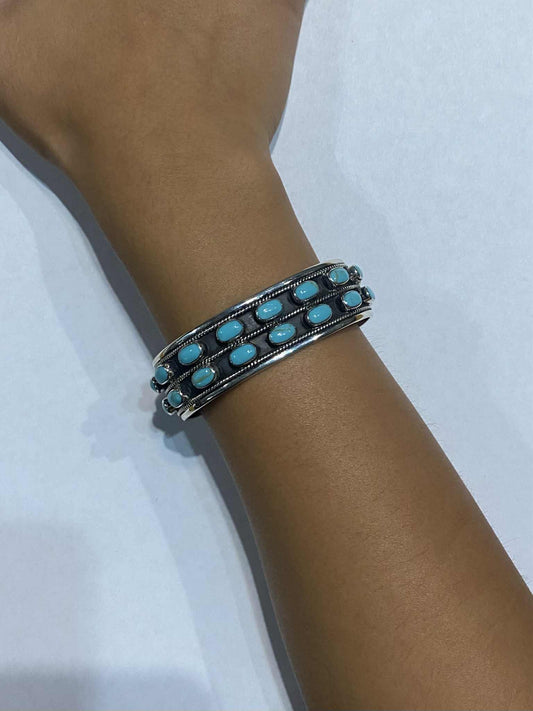 Double Row Turquoise Cuff Bracelet