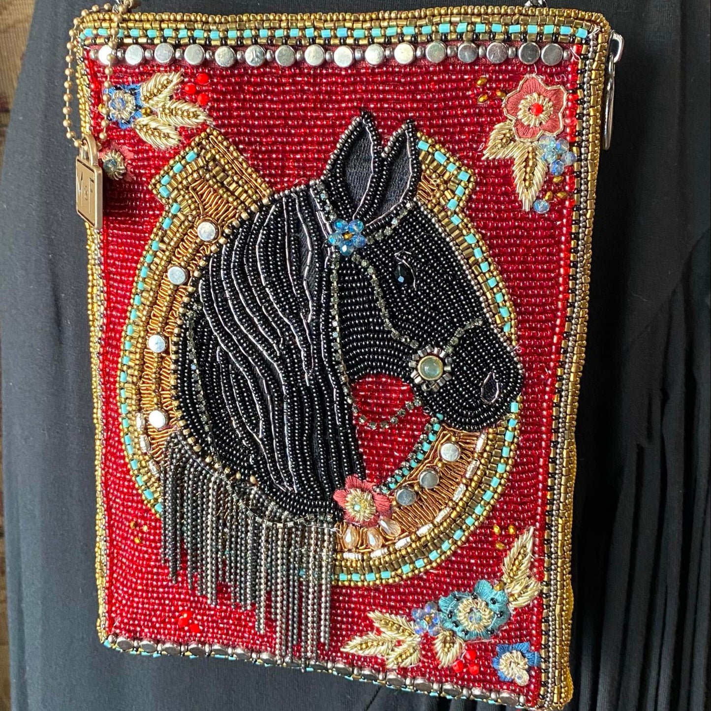 Midnight Mustang Beaded Crossbody