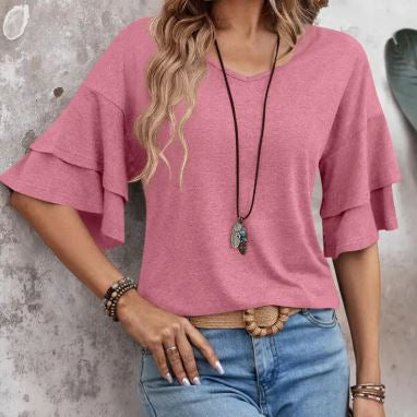 Dusty Rose Ruffle Tee