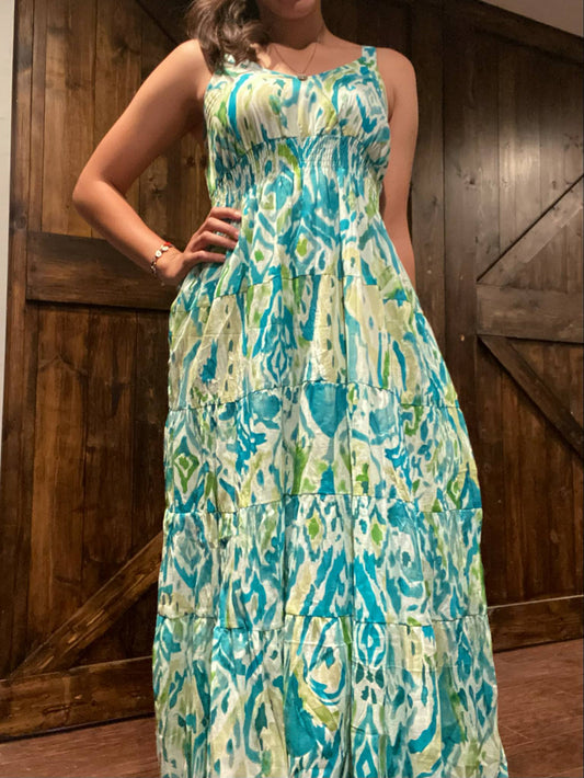 Aqua & Green Ikat Sundress