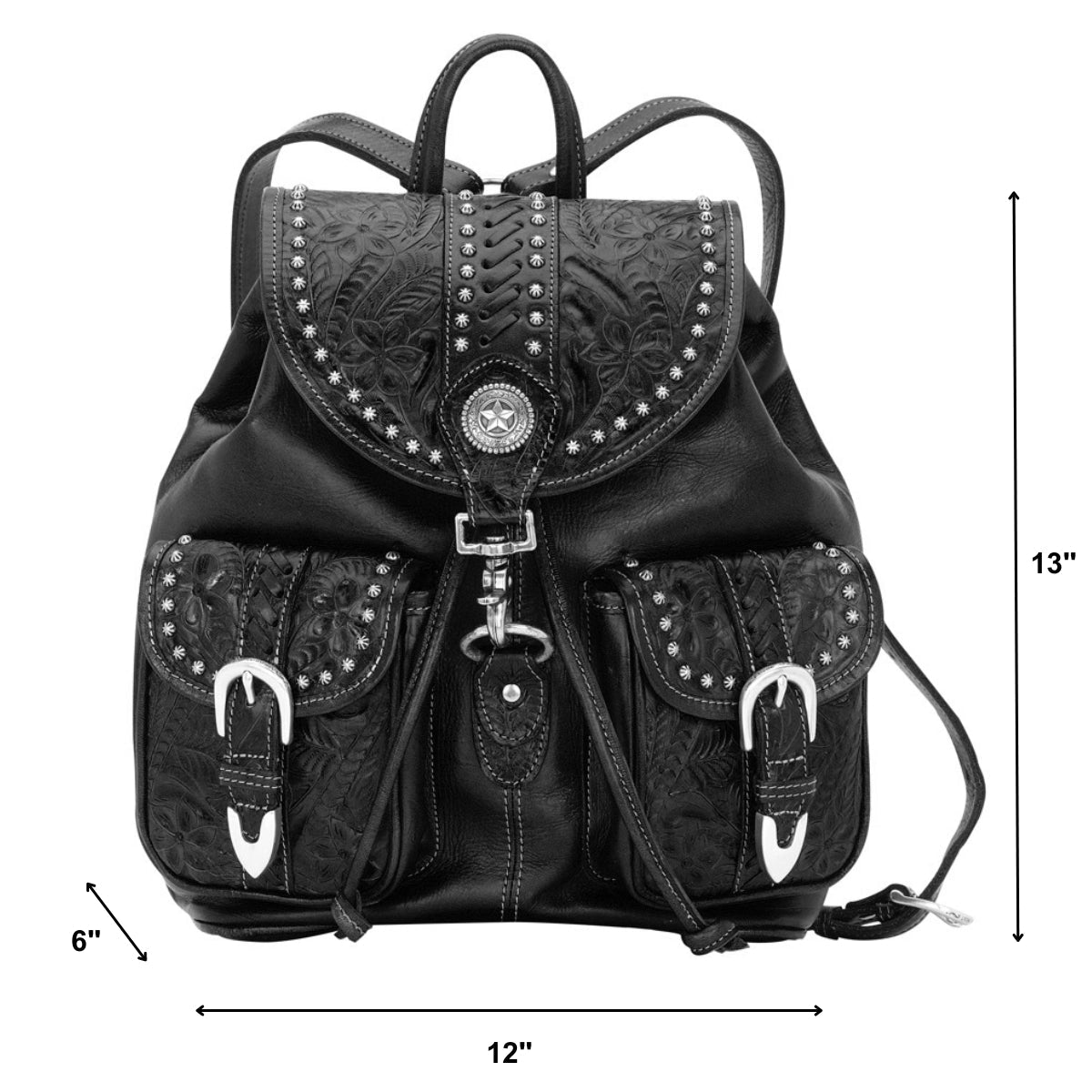 Front Pocket Drawstring Backpack/Genuine Leather