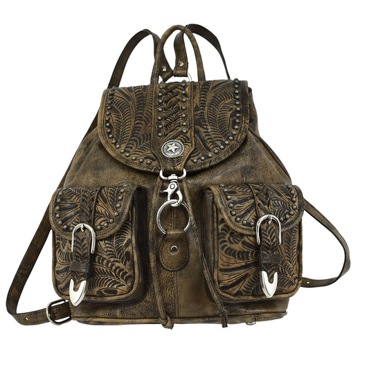 Front Pocket Drawstring Backpack/Genuine Leather