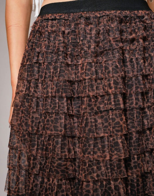 Leopard Tiered Maxi Skirt