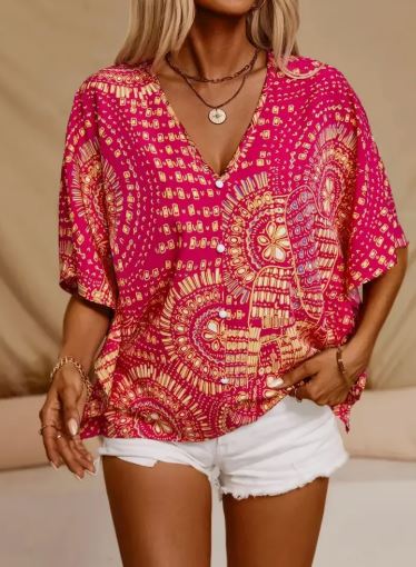 Boho Radiance Batwing Blouse