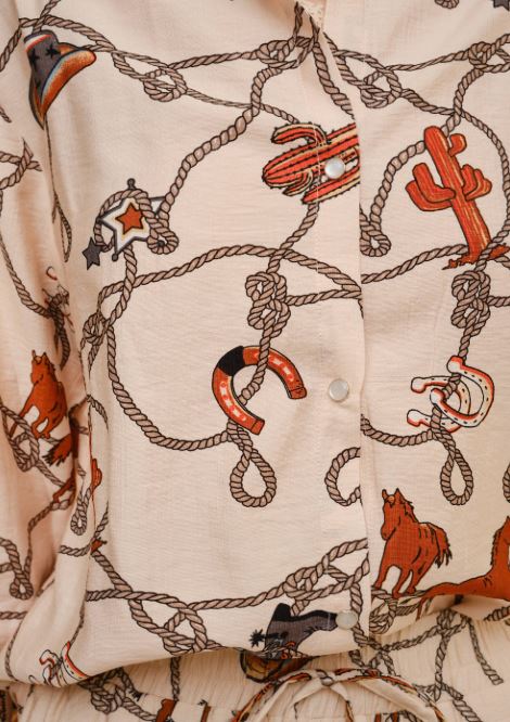 Western Chain Print Blouse