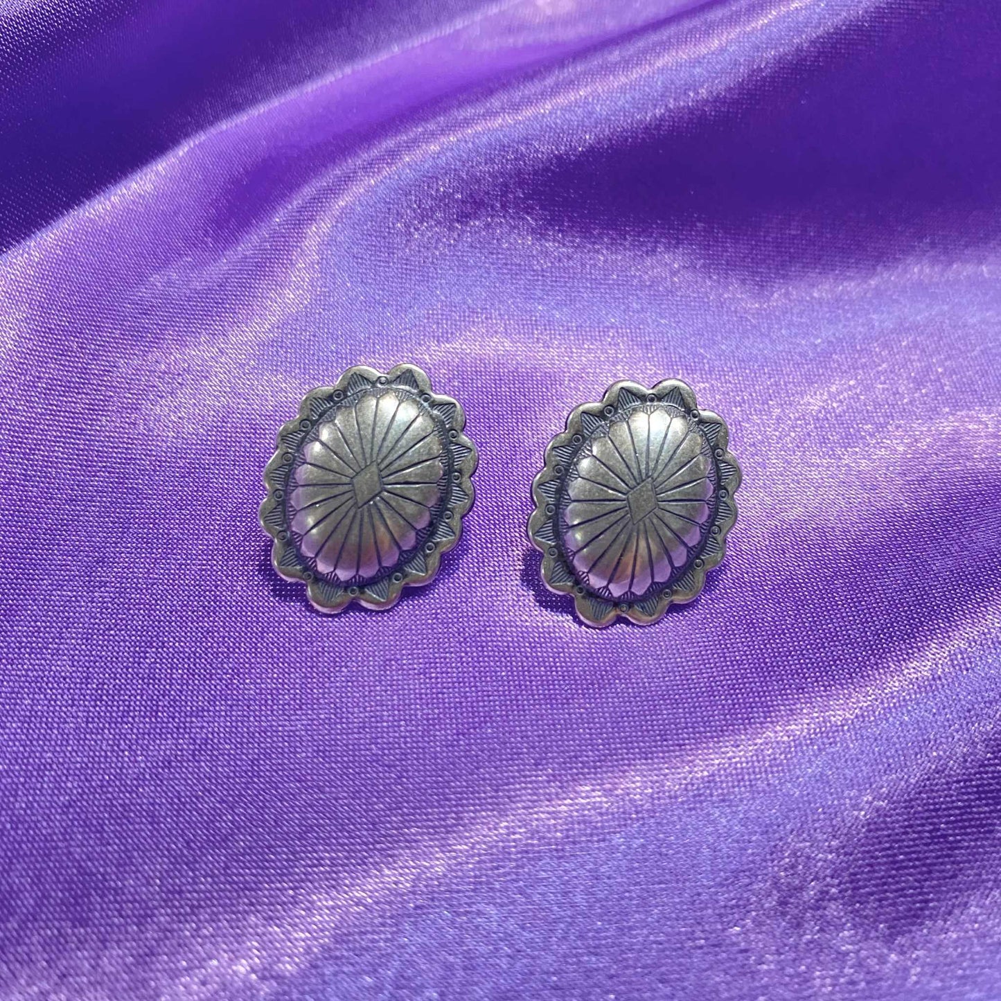 Sterling Silver Concho & Western Stud Earrings