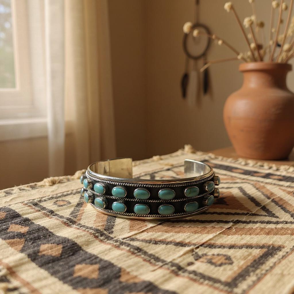 Double Row Turquoise Cuff Bracelet
