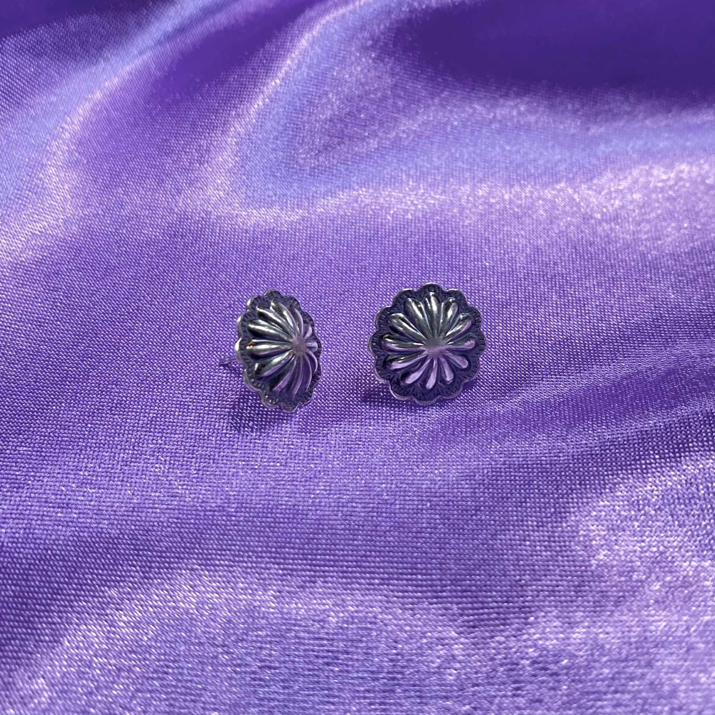 Sterling Silver Concho & Western Stud Earrings