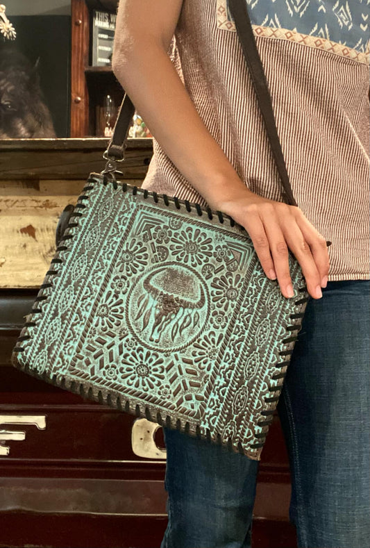 Embossed Leather Crossbody