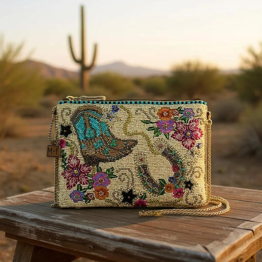 Western Charm Beaded Crossbody Clutch