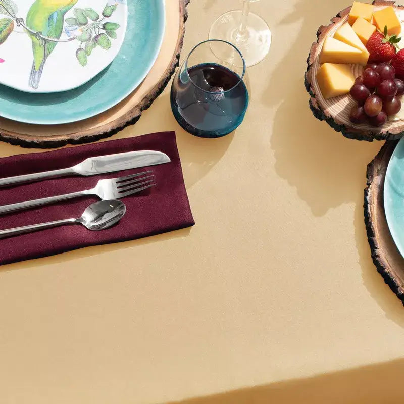 Washable Polyester Square Tablecloth: Beige / 52 x 52 inch Square