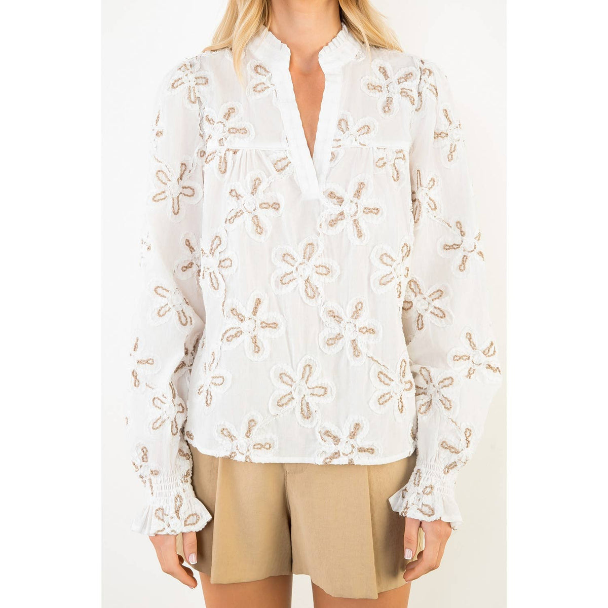 THML Textured Floral Cotton Blouse