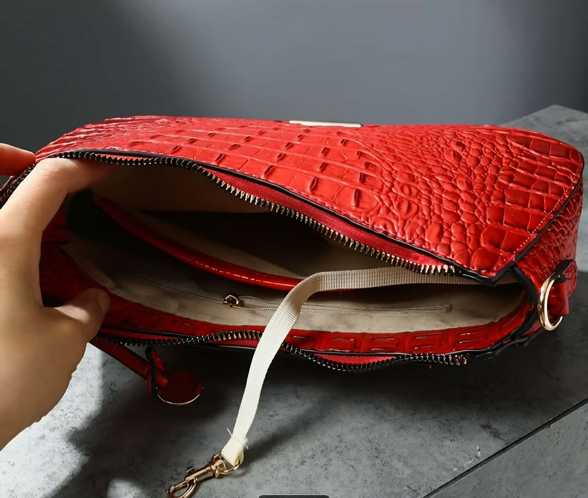 Crocodile Print Shoulder Bag, Multiple Colors