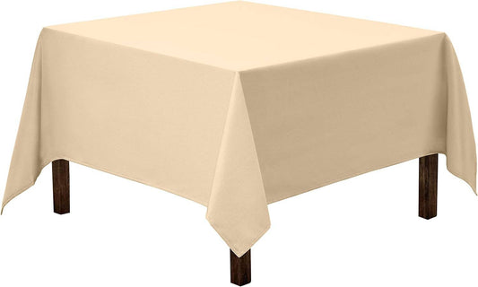 Washable Polyester Square Tablecloth: Beige / 52 x 52 inch Square