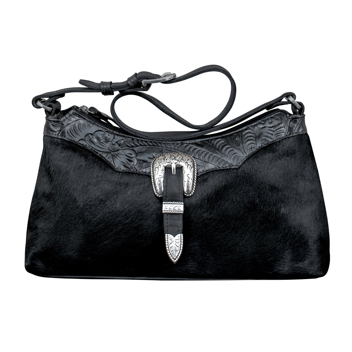 Zip Top Shoulder Bag / Hair On Hide