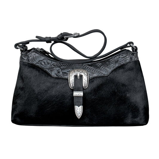 Zip Top Shoulder Bag / Hair On Hide