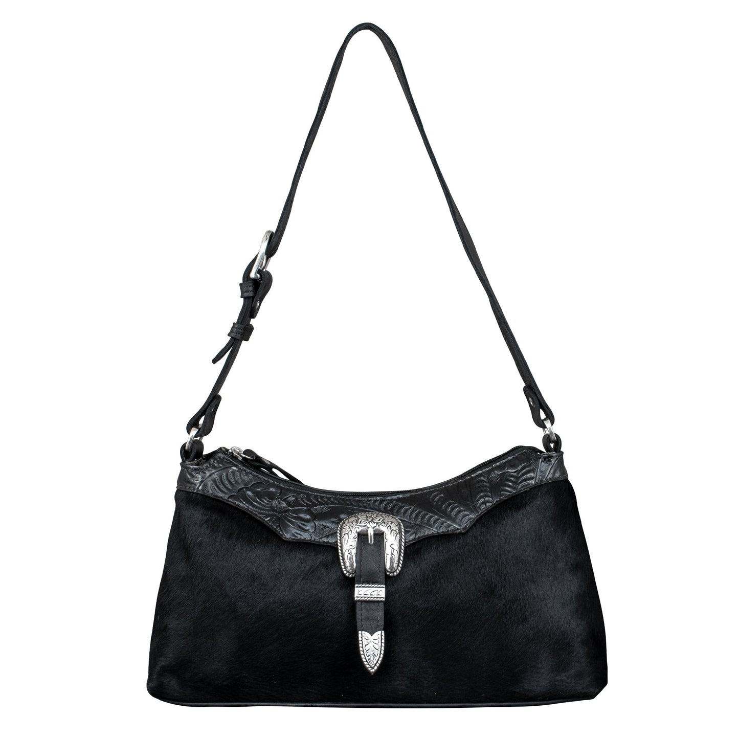 Zip Top Shoulder Bag / Hair On Hide