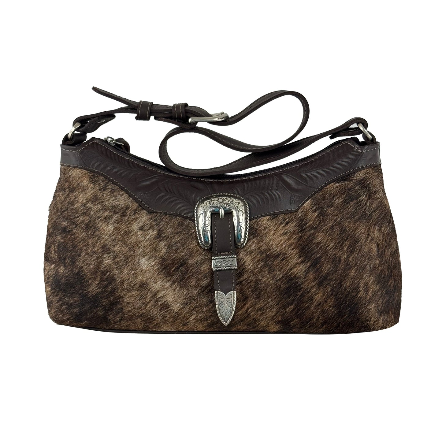 Zip Top Shoulder Bag / Hair On Hide