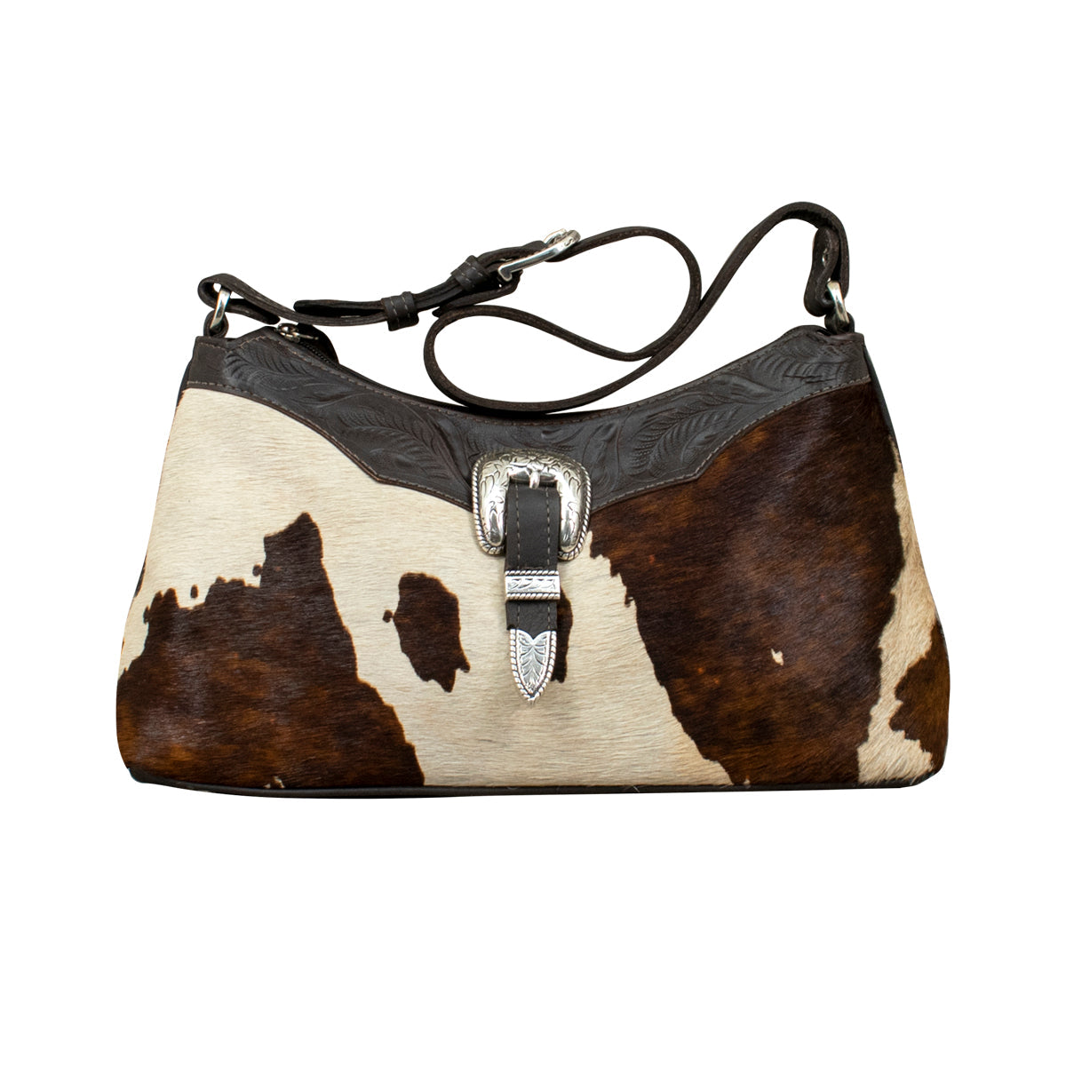 Zip Top Shoulder Bag / Hair On Hide