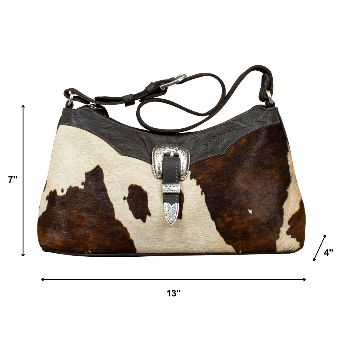 Zip Top Shoulder Bag / Hair On Hide