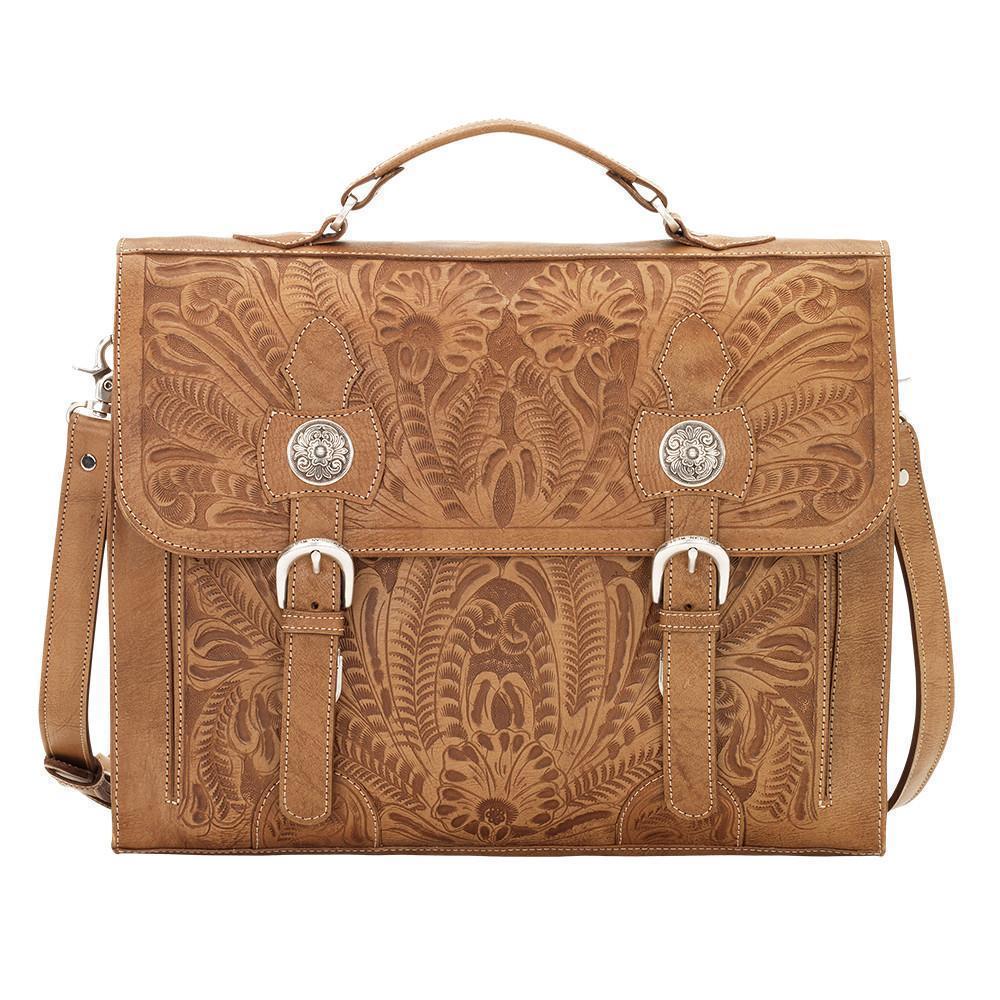 Laptop Briefcase / Hand Tooled Genuine Leather