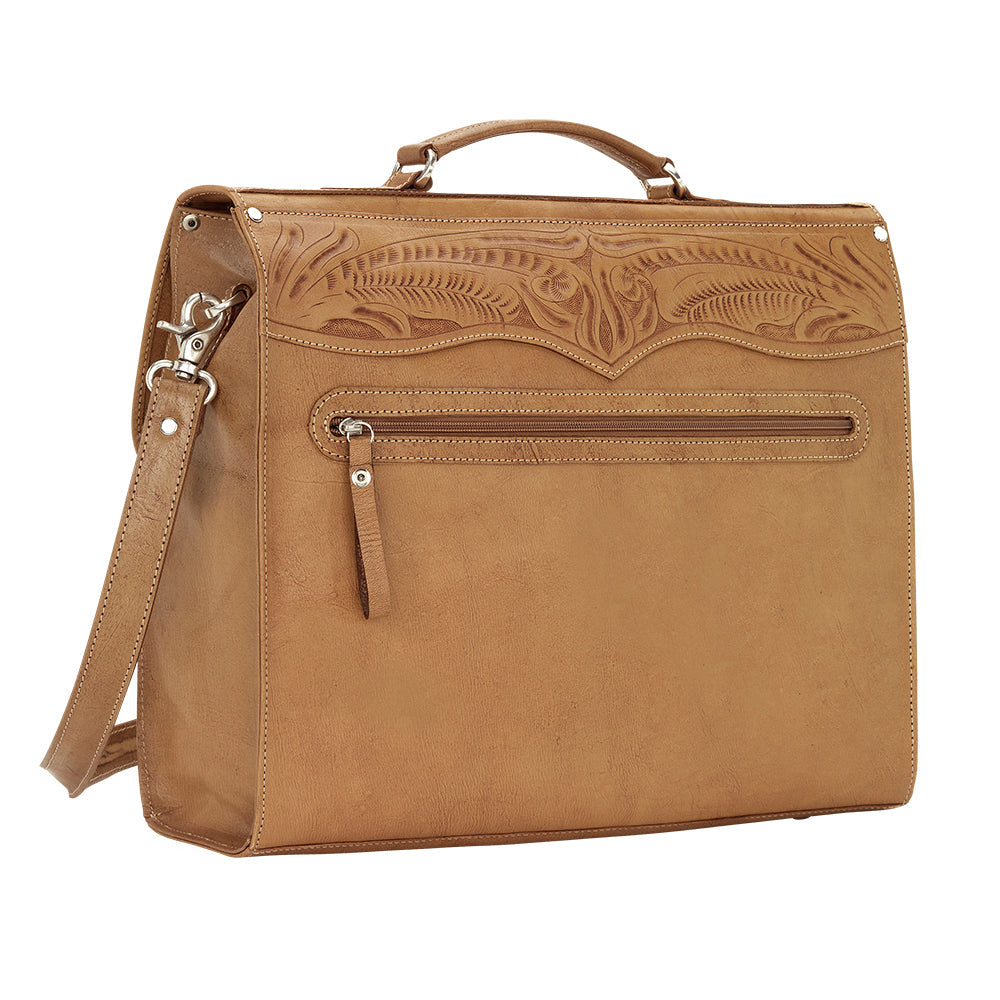 Laptop Briefcase / Hand Tooled Genuine Leather