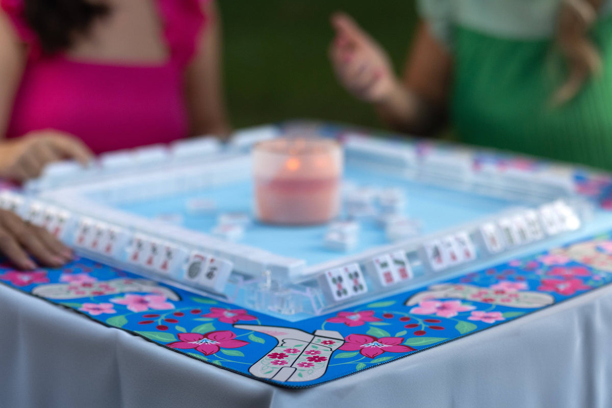 Mahjong Mat, 33" - Blue Cowboy Boot