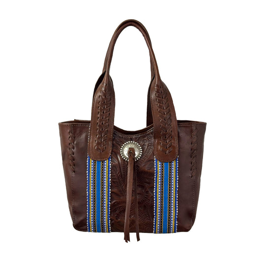 Maká Festive Small Zip Top Tote - Hand Tooled Genuine Leather