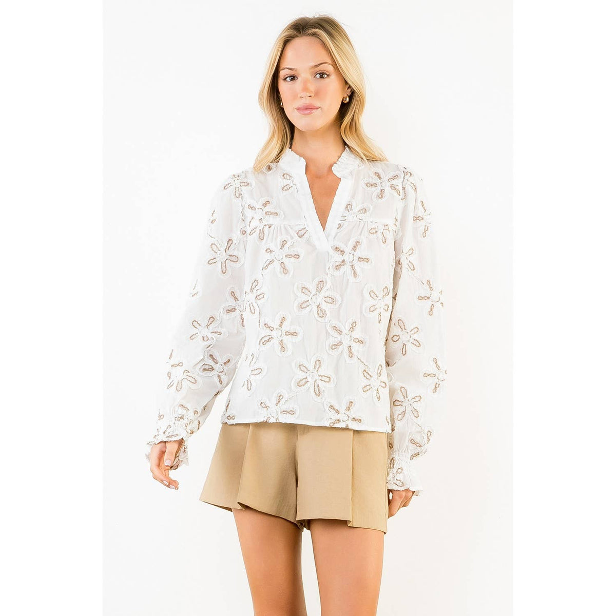 THML Textured Floral Cotton Blouse