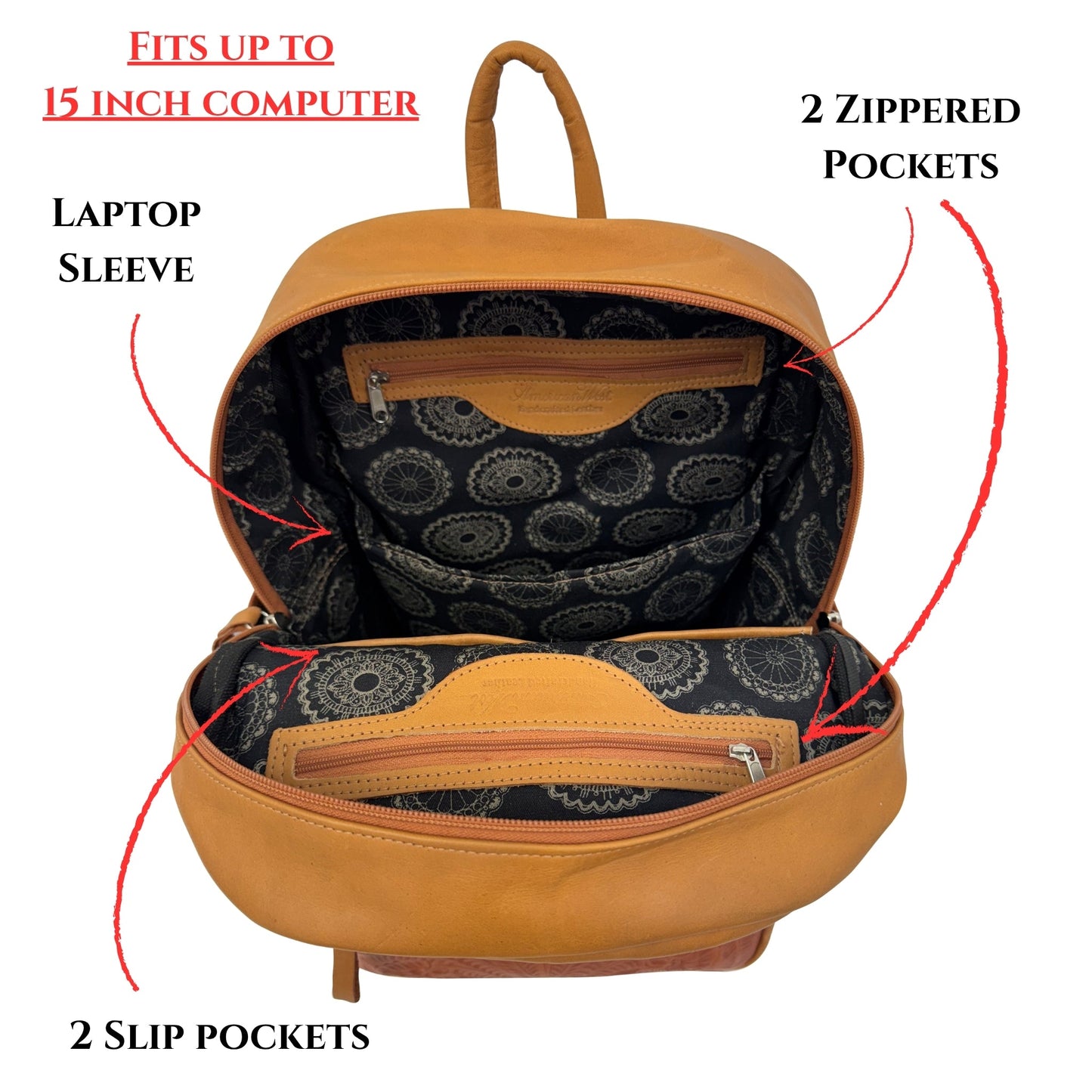 Classic Travel Backpack – Hand Tooled Genuine Leather