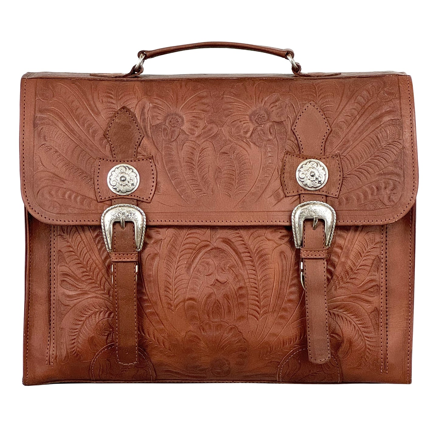 Laptop Briefcase / Hand Tooled Genuine Leather