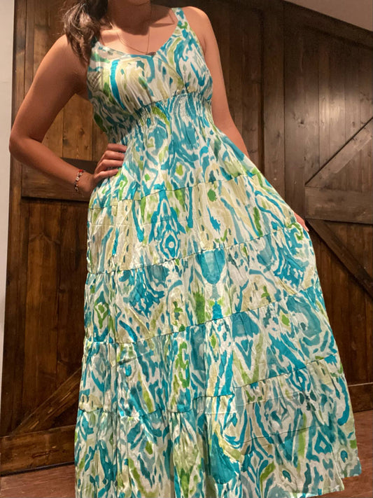 Aqua & Green Ikat Sundress