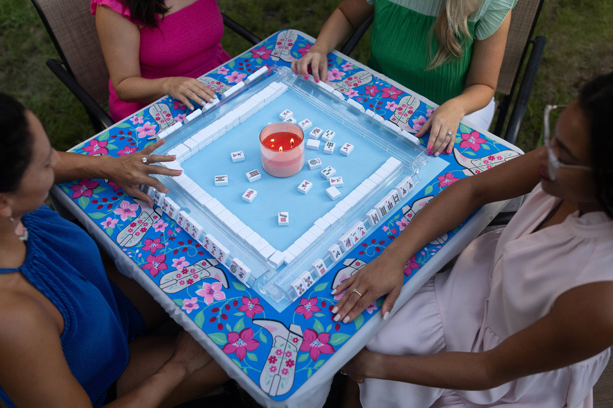 Mahjong Mat, 33" - Blue Cowboy Boot