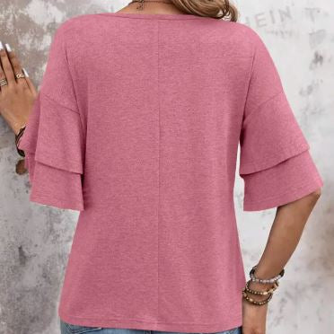 Dusty Rose Ruffle Tee
