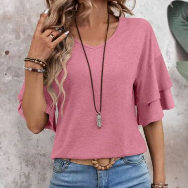 Dusty Rose Ruffle Tee