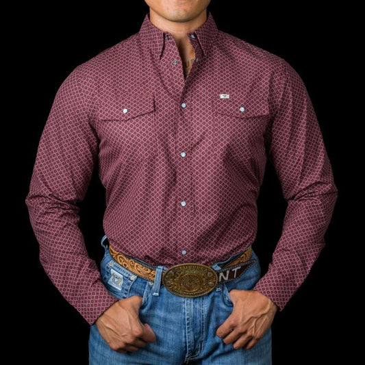 Ferrell Nicolas Maroon Button-Up Shirt