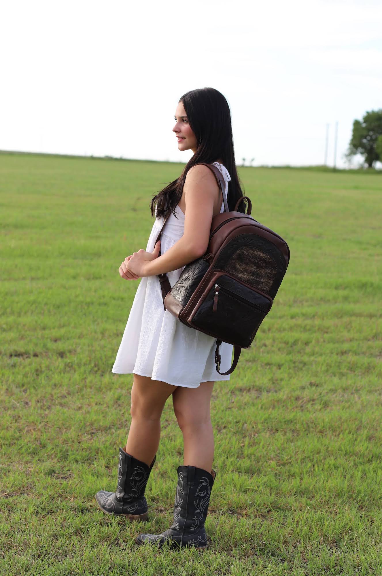 Classic Travel Backpack – Hand Tooled Genuine Leather