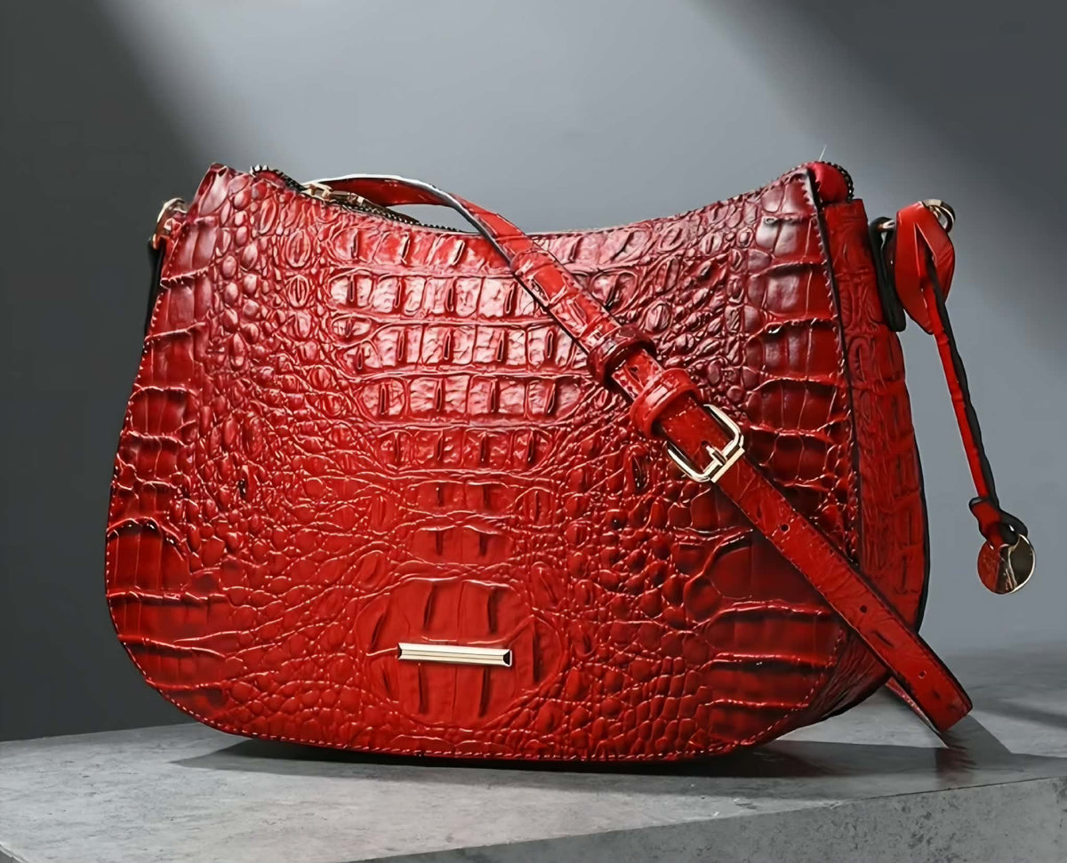 Crocodile Print Shoulder Bag, Multiple Colors