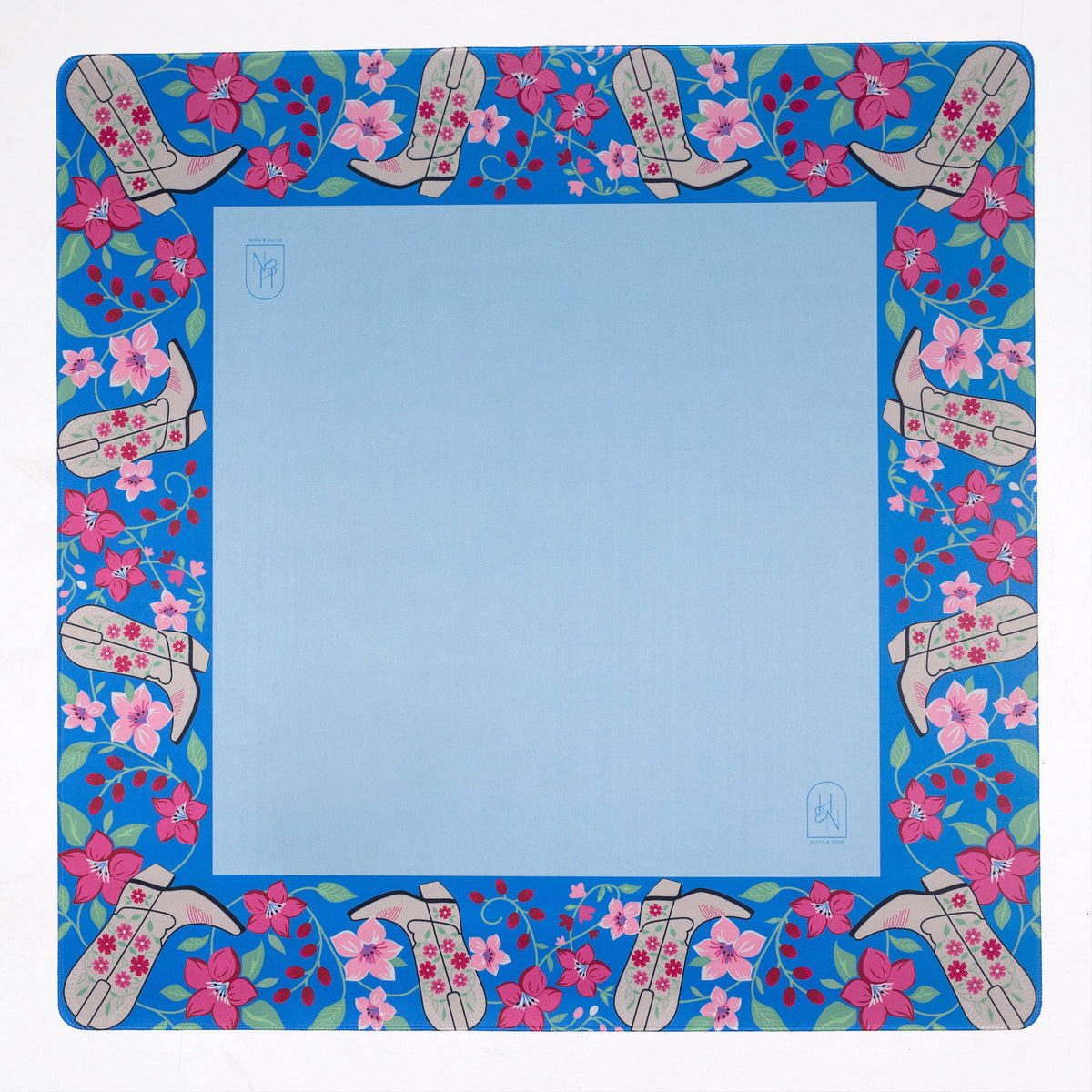 Mahjong Mat, 33" - Blue Cowboy Boot