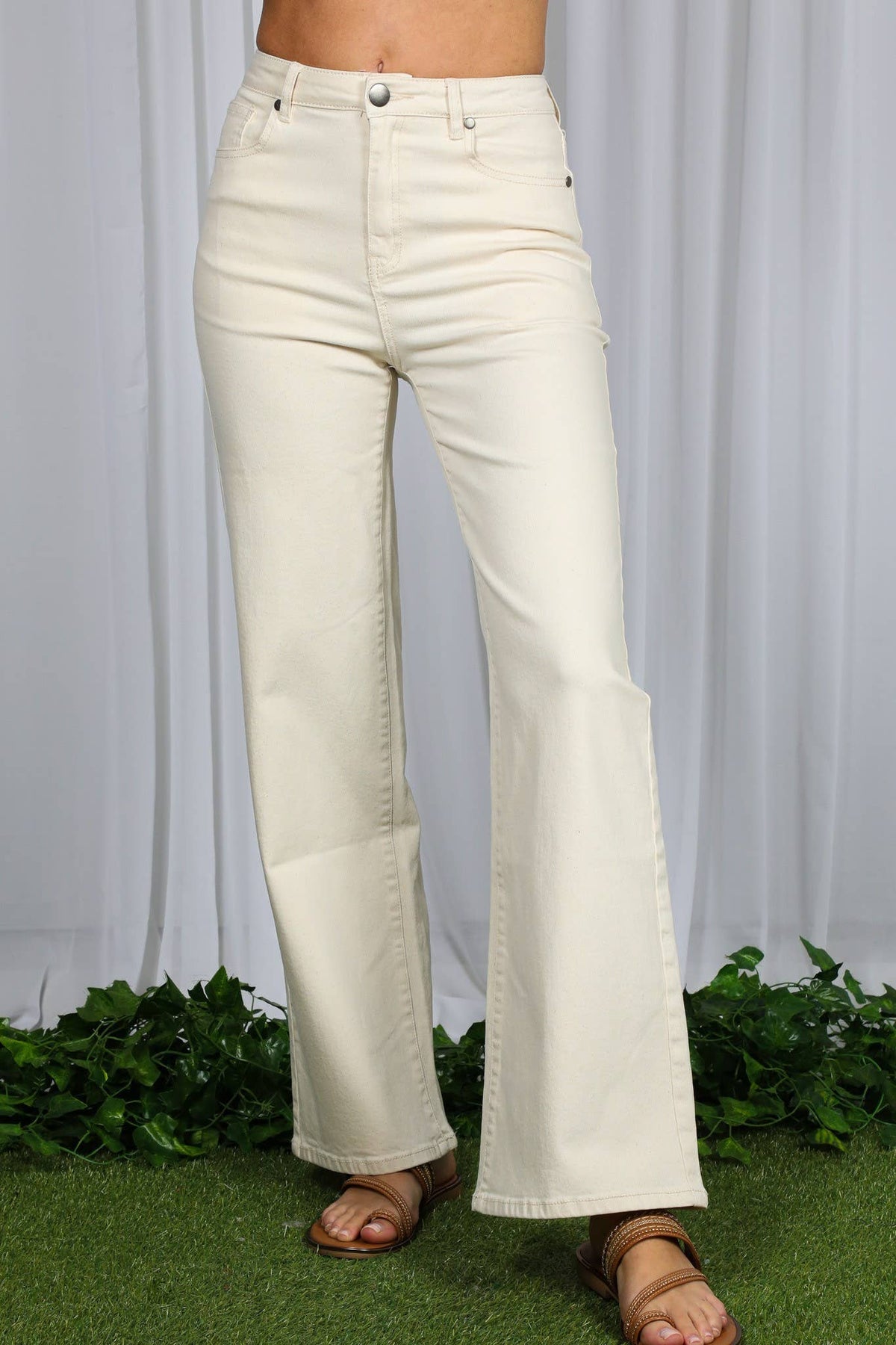 Straight Leg Cotton Pants, Chocolate