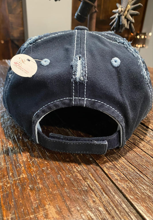 40SC Distressed Navy Cap