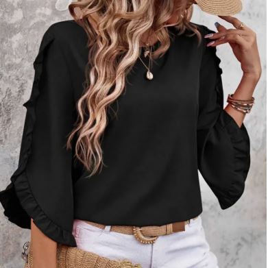 Midnight Muse Ruffle Blouse
