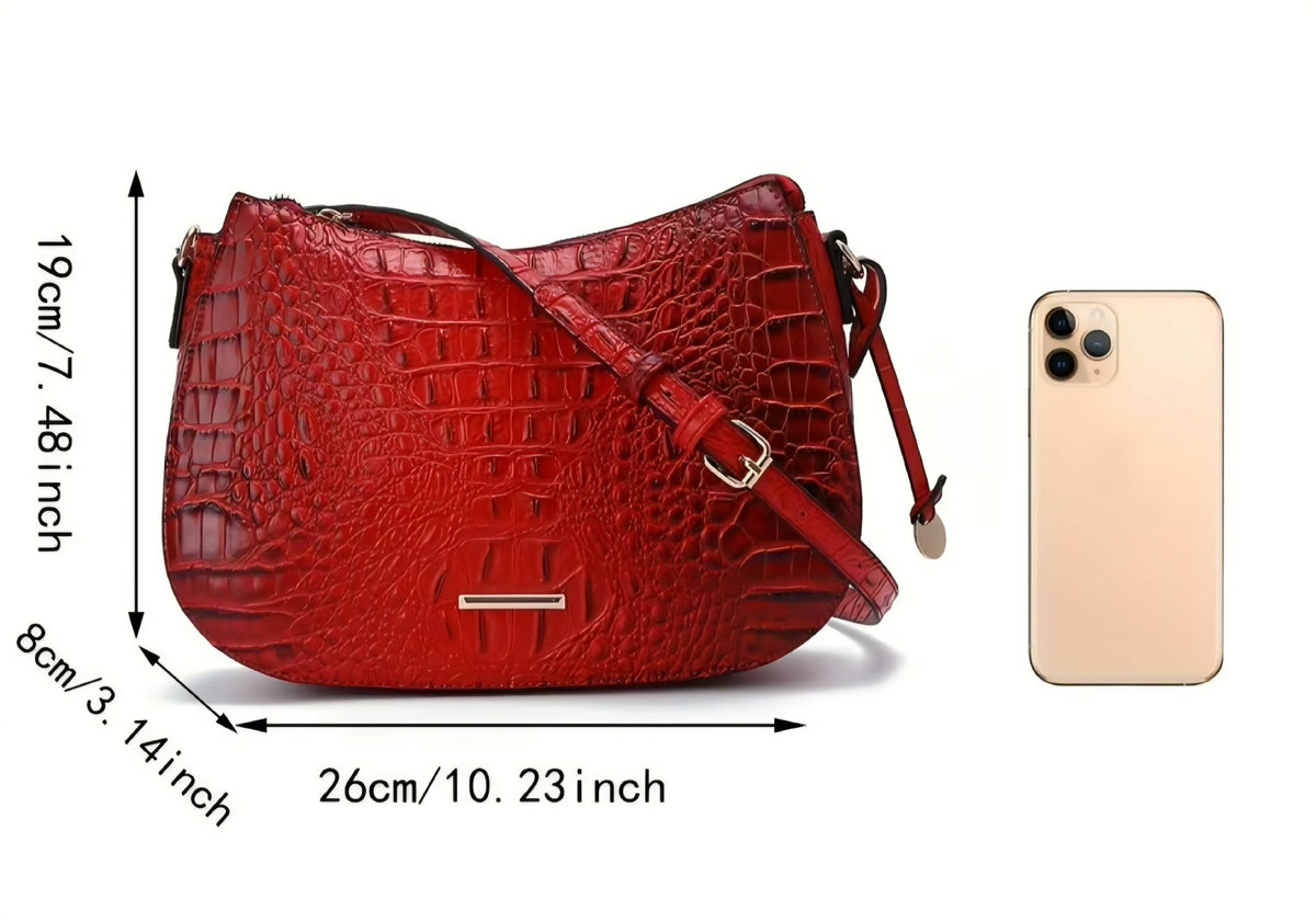 Crocodile Print Shoulder Bag, Multiple Colors