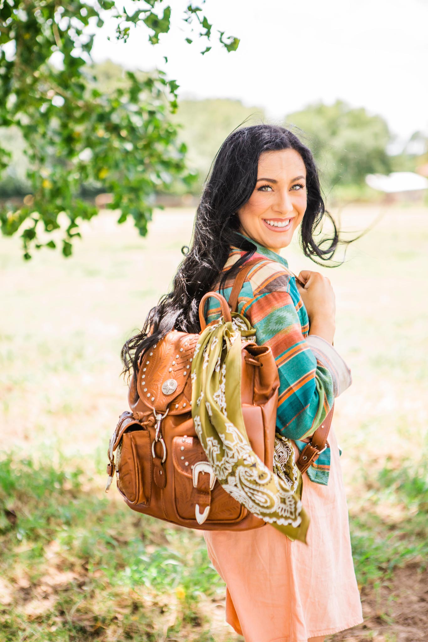 Front Pocket Drawstring Backpack/Genuine Leather