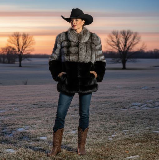 Silver & Black Fox Fur Jacket