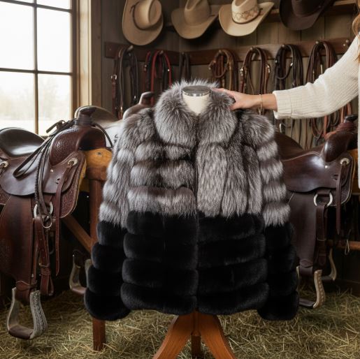 Silver & Black Fox Fur Jacket